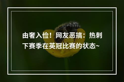 由奢入俭！网友恶搞：热刺下赛季在英冠比赛的状态~