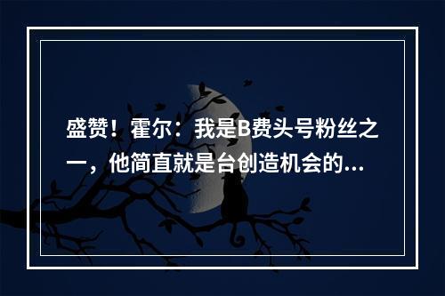 盛赞！霍尔：我是B费头号粉丝之一，他简直就是台创造机会的机器