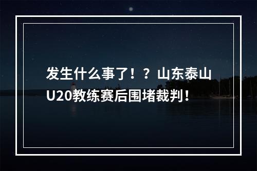 发生什么事了！？山东泰山U20教练赛后围堵裁判！