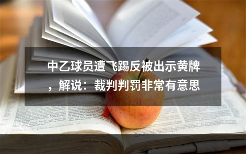 中乙球员遭飞踢反被出示黄牌，解说：裁判判罚非常有意思