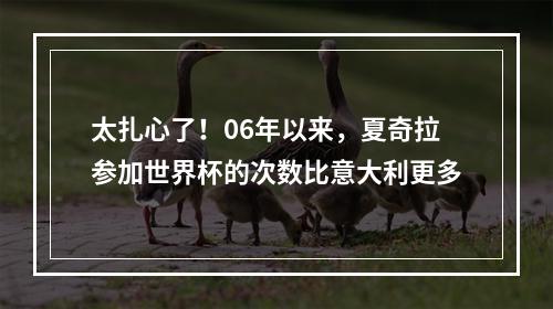 太扎心了！06年以来，夏奇拉参加世界杯的次数比意大利更多