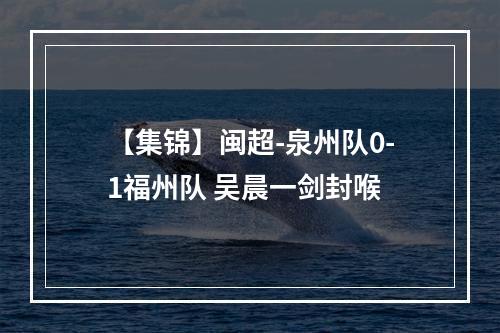 【集锦】闽超-泉州队0-1福州队 吴晨一剑封喉