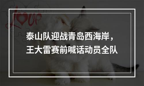 泰山队迎战青岛西海岸，王大雷赛前喊话动员全队