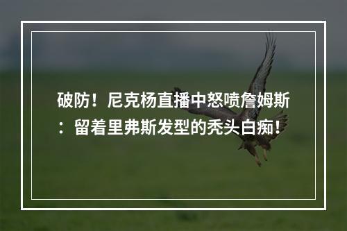 破防！尼克杨直播中怒喷詹姆斯：留着里弗斯发型的秃头白痴！