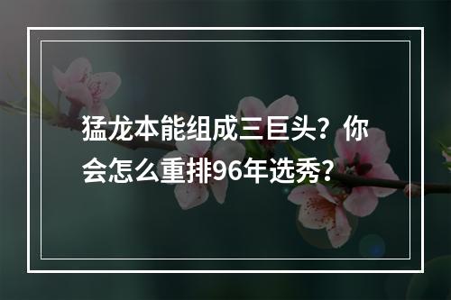 猛龙本能组成三巨头？你会怎么重排96年选秀？