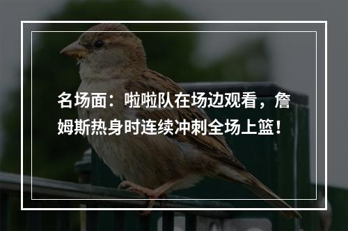 名场面：啦啦队在场边观看，詹姆斯热身时连续冲刺全场上篮！
