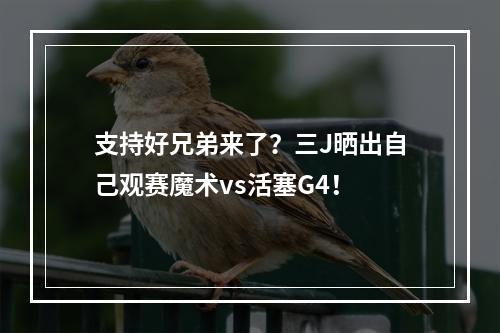支持好兄弟来了？三J晒出自己观赛魔术vs活塞G4！