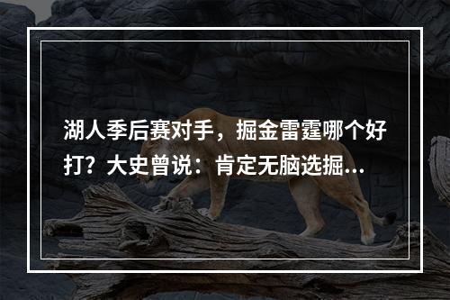 湖人季后赛对手，掘金雷霆哪个好打？大史曾说：肯定无脑选掘金啊