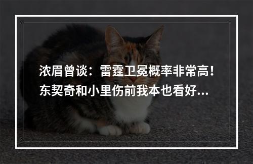 浓眉曾谈：雷霆卫冕概率非常高！东契奇和小里伤前我本也看好湖人