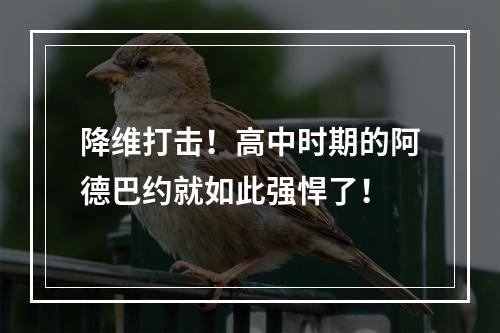 降维打击！高中时期的阿德巴约就如此强悍了！