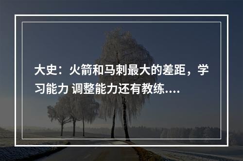大史：火箭和马刺最大的差距，学习能力 调整能力还有教练....