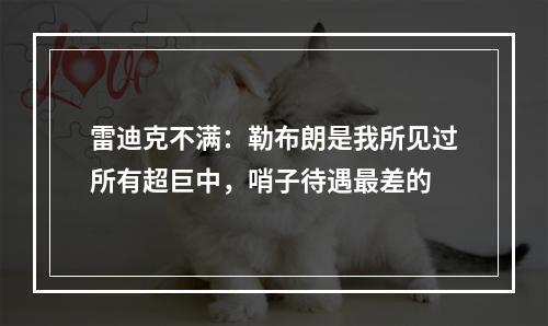 雷迪克不满：勒布朗是我所见过所有超巨中，哨子待遇最差的
