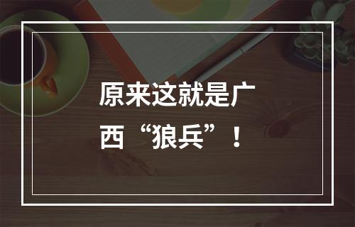 原来这就是广西“狼兵”！