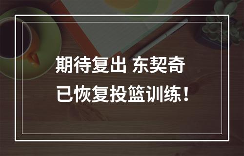 期待复出 东契奇已恢复投篮训练！