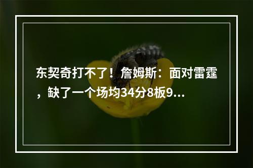 东契奇打不了！詹姆斯：面对雷霆，缺了一个场均34分8板9助的球员影响很大！