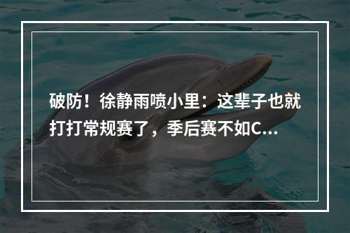 破防！徐静雨喷小里：这辈子也就打打常规赛了，季后赛不如CJ！