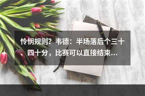 怜悯规则？韦德：半场落后个三十、四十分，比赛可以直接结束了！