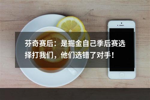 芬奇赛后：是掘金自己季后赛选择打我们，他们选错了对手！
